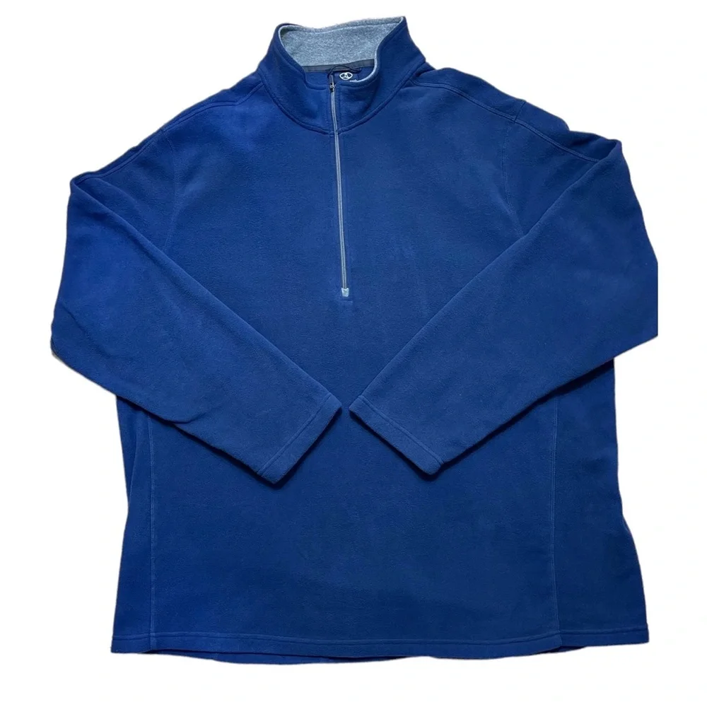 Lands End Blue 1/4 Zip Fleece Pullover Mens 3XL‎ Tall